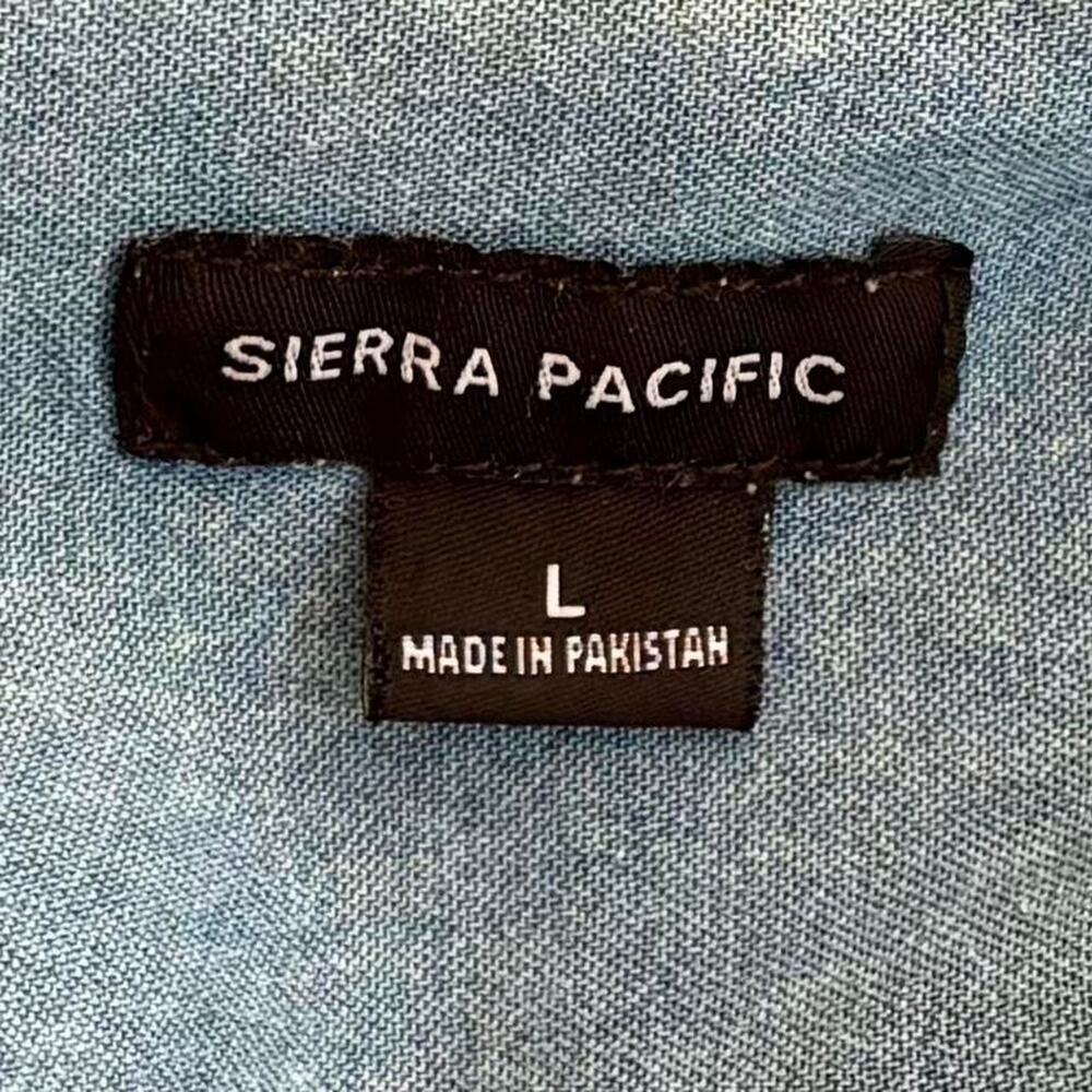 Blue Denim Embroidered Llama Button Up Shirt - Picture 5 of 7